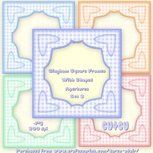 Gingham Square Frames with Shaped Aperture - Set 2