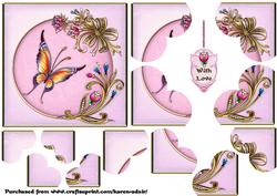 Butterfly Bejewelled Heart Shaped Corner Stacker Card Front