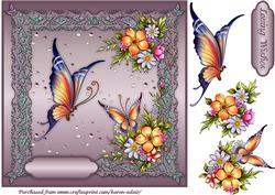 Butterflies and Blossoms Square Card Front with Step by Step