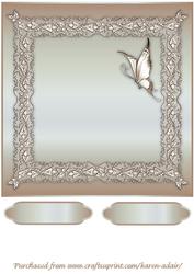 Butterflies and Lace Square Card Front in Beige
