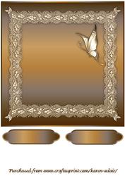 Butterflies and Lace Square Card Front in Chocolate