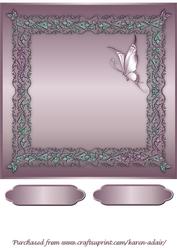 Butterflies and Lace Square Card Front in Dusky Pink
