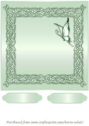 Butterflies and Lace Square Card Front in Mint Green