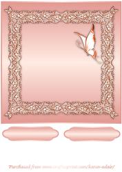 Butterflies and Lace Square Card Front in Peach