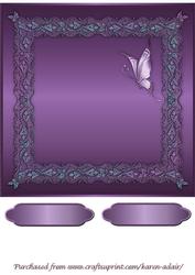 Butterflies and Lace Square Card Front in Purple