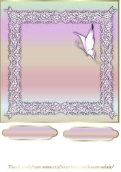 Butterflies and Lace Square Card Front in Rainbow
