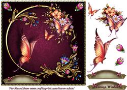 Bejewelled Butterflies 2 Square Card Front with Step by Step