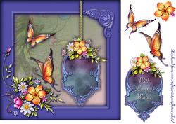 Butterfly Heaven Square Card Front with Step by Step