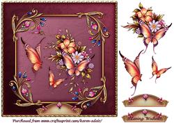 Bejewelled Butterflies 3 Square Card Front with Step by Step