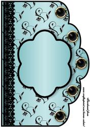 Floral A4 Scallop Edge 'n Lace Card Front - Aqua