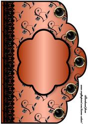 Floral A4 Scallop Edge 'n Lace Card Front - Burnt Orange