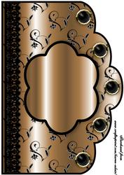 Floral A4 Scallop Edge 'n Lace Card Front - Copper