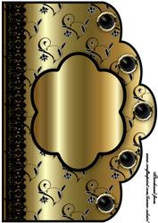 Floral A4 Scallop Edge 'n Lace Card Front - Gold
