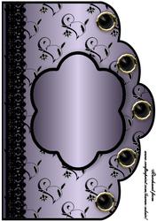 Floral A4 Scallop Edge 'n Lace Card Front - Lavender