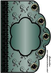 Floral A4 Scallop Edge 'n Lace Card Front - Leaf Green