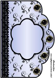 Floral A4 Scallop Edge 'n Lace Card Front - Light Blue