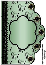 Floral A4 Scallop Edge 'n Lace Card Front - Mint Green