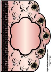 Floral A4 Scallop Edge 'n Lace Card Front - Peach
