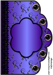 Floral A4 Scallop Edge 'n Lace Card Front - Purple