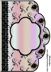 Floral A4 Scallop Edge 'n Lace Card Front - Rainbow