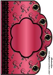 Floral A4 Scallop Edge 'n Lace Card Front - Raspberry