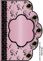 Floral A4 Scallop Edge 'n Lace Card Front - Rose