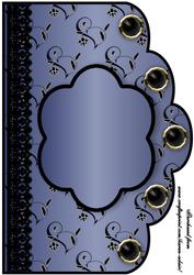 Floral A4 Scallop Edge 'n Lace Card Front - Royal Blue