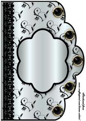 Floral A4 Scallop Edge 'n Lace Card Front - Shimmer Blue