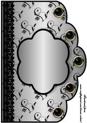 Floral A4 Scallop Edge 'n Lace Card Front - Silver