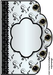 Floral A4 Scallop Edge 'n Lace Card Front - Sky Blue