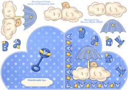 Baby Boy Cut N Fold Heart Shape Card with Step by Step