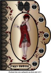 Red Satin and Lace Scalloped A4 Card Front