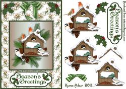 Christmas Robins and Friends Card Front with Step by Step
