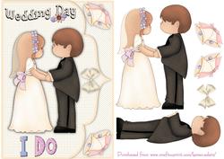 Cute Wedding Day Elegant Faux Envelope Card Front