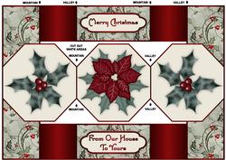 Christmas Poinsettia Octagon Tr-fold Quick Card
