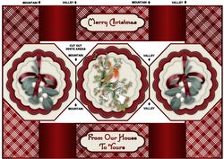 Christmas Robin and Mistletoe Octagon Tri-fold Quick Card