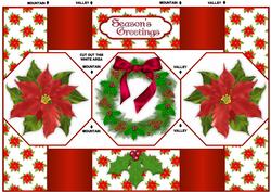 Christmas Wreath and Poinsettia Octagon Tr-fold Quick Card