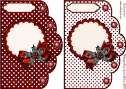 Christmas Polka Dots in Red- Scallop Edge Card Bases