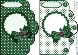 Christmas Polka Dots in Green - Scallop Edge Card Bases