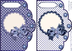 Christmas Polka Dots in Blue - Scallop Edge Card Bases