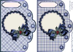 Christmas Plaids in Blue - Scallop Edge Card Bases