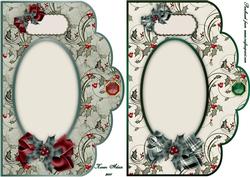 Christmas Holly in Green Scalloped Card Bases