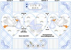 New Baby Boy - Heart Shape Tri-fold Quick Card