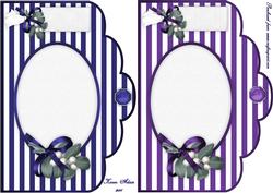 Christmas Stripes in Blue and Purple Scalloped Card Fronts