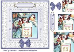 Christmas Birds 'n Lace Pyramid Card Front