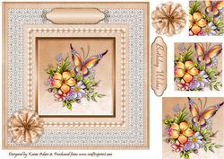 Butterflies, Blossoms 'n Lace Pyramid Card Front