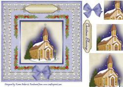 Christmas Church 'n Lace Pyramid Card Front