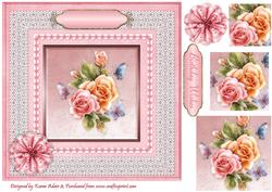 Glowing Roses 'n Lace Pyramid Card Front