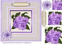 Lilac Roses 'n Lace Pyramid Card Front