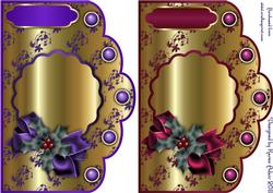 Christmas Holly - Purple & Burgundy Gold Scallop Card Bases